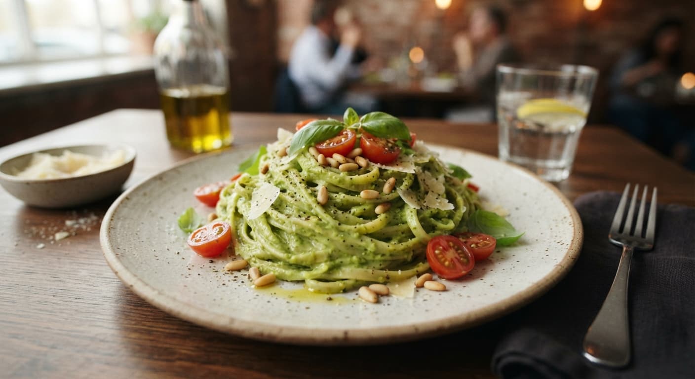 Avocado-Garlic Pesto Pasta
