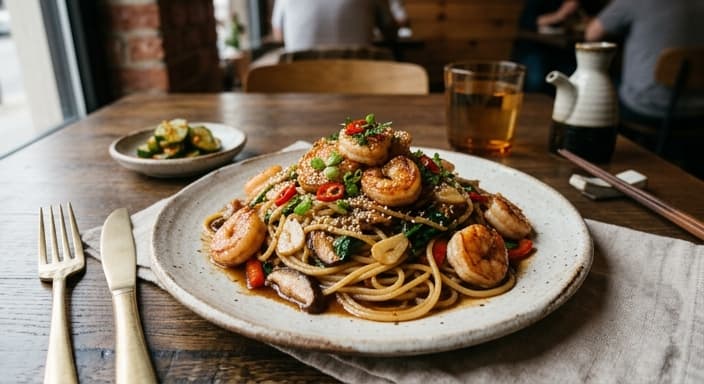 Korean Soy-Garlic Shrimp Pasta