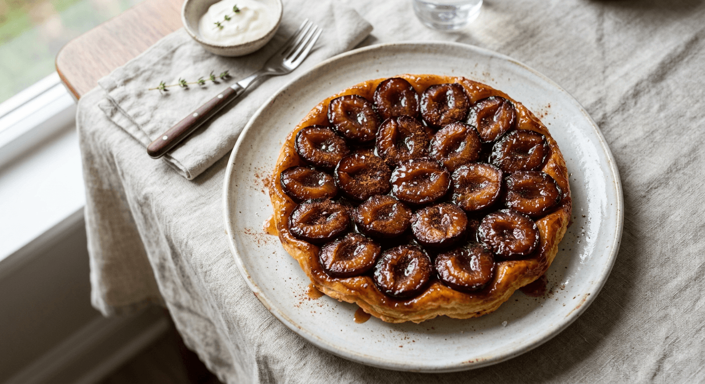 Plum and Cinnamon Tarte Tatin
