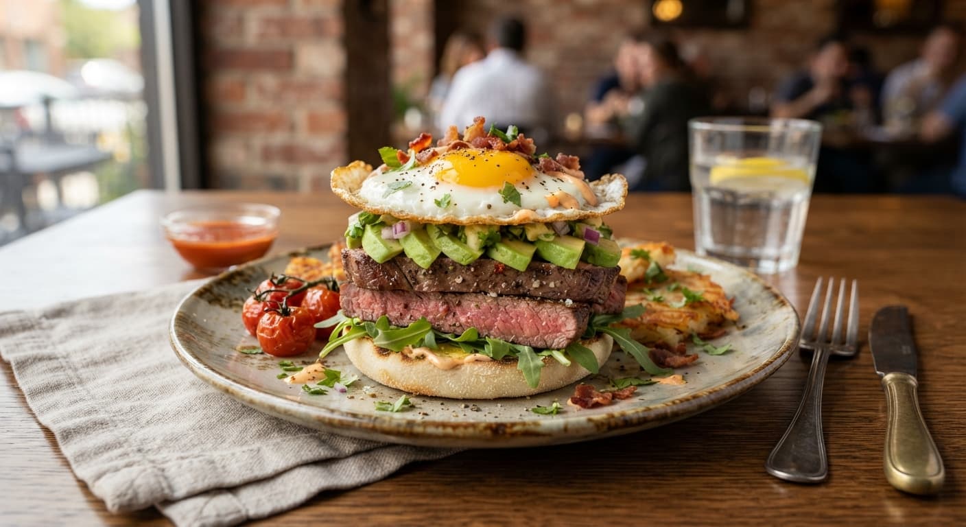 American‑Style Steak and Avocado Breakfast Stack