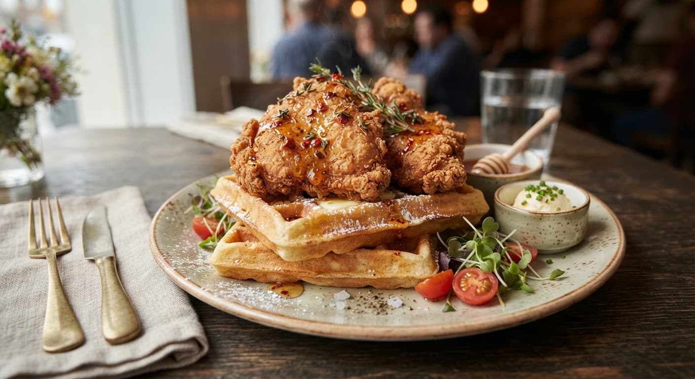 Buttermilk-Brined Fried Chicken with Hot Honey and Waffles