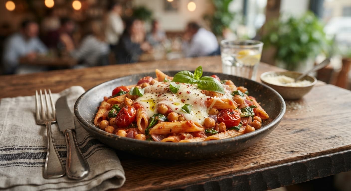 Chickpea Marinara Skillet with Penne
