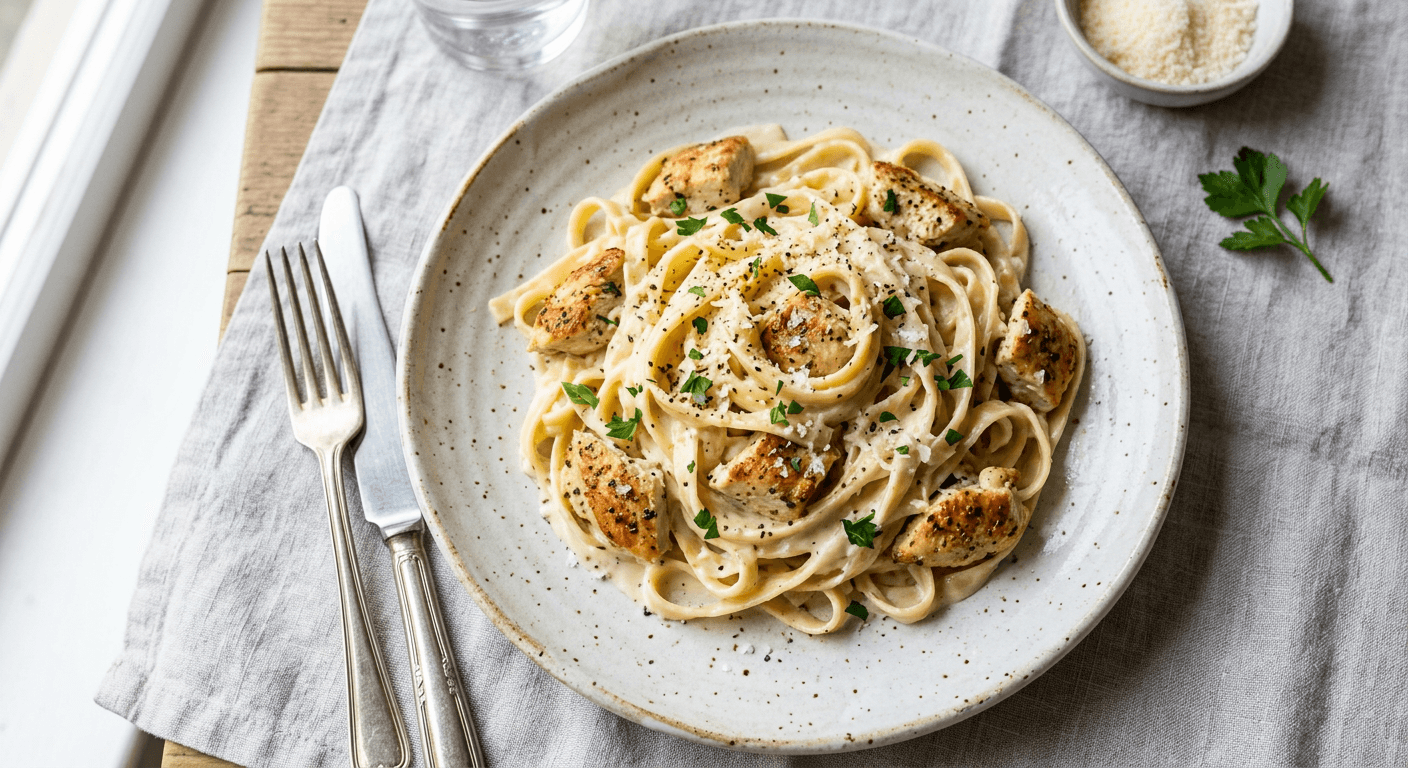 Creamy Chicken Alfredo Fettuccine