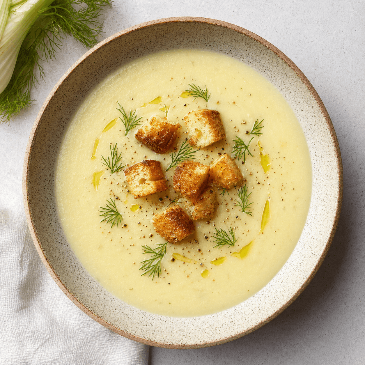 Creamy Fennel Soup with Croutons