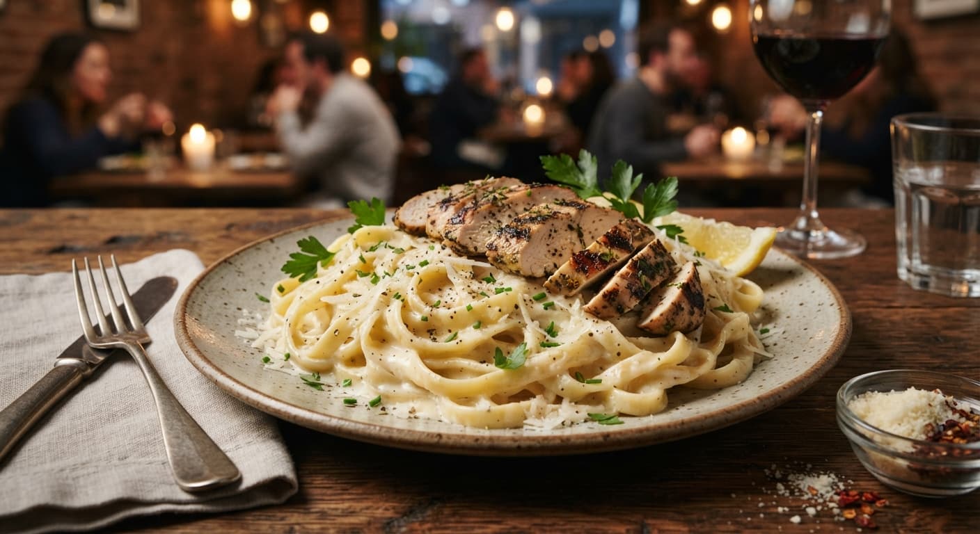 Creamy Garlic Parmesan Pasta with Grilled Chicken