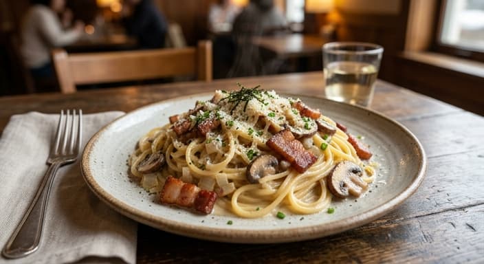 Creamy Japanese Bacon and Mushroom Pasta