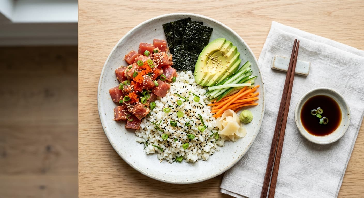 Deconstructed Spicy Tuna Hand Rolls with Cauliflower Rice