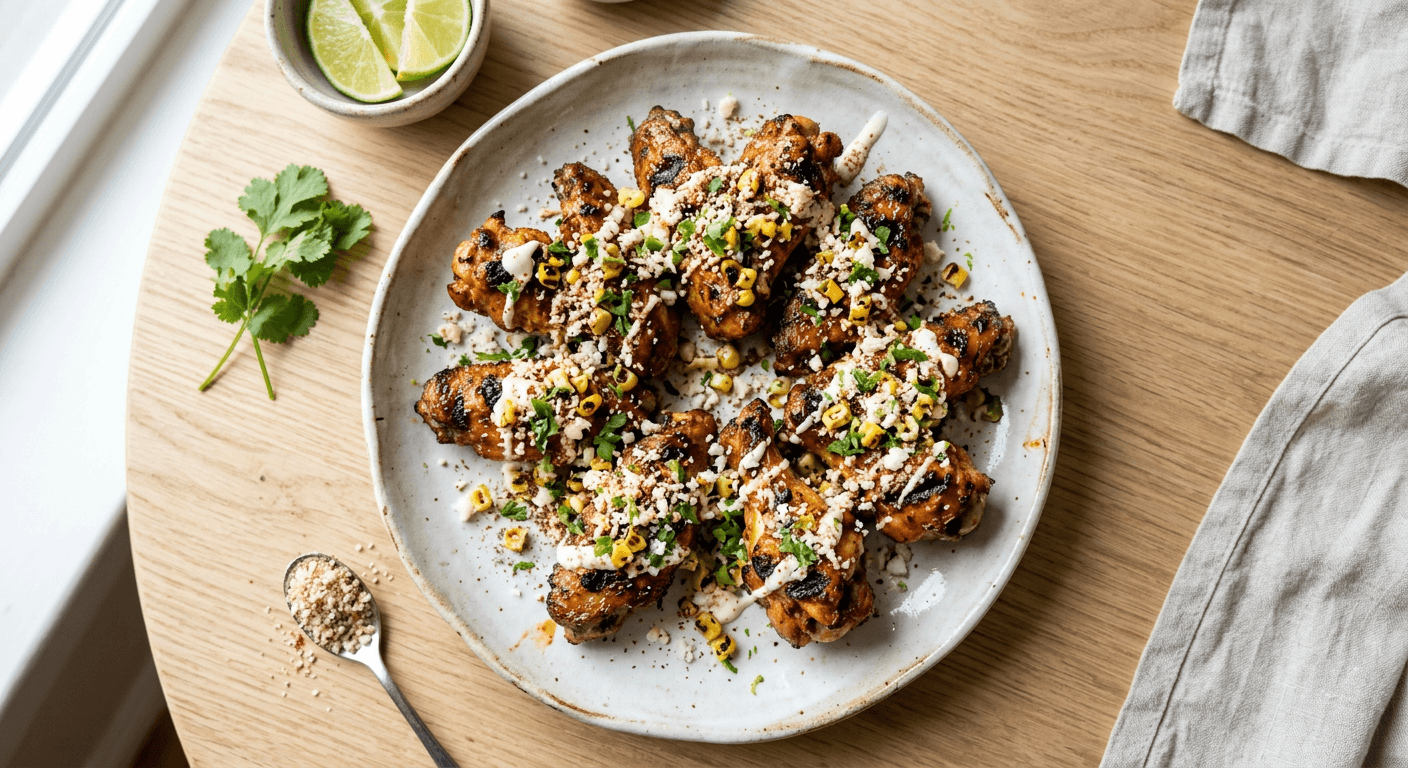 Elote Style Grilled Chicken Wings