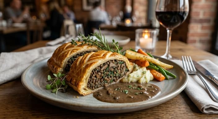 French Lentil-Duxelles Wellington (Vegetarian)