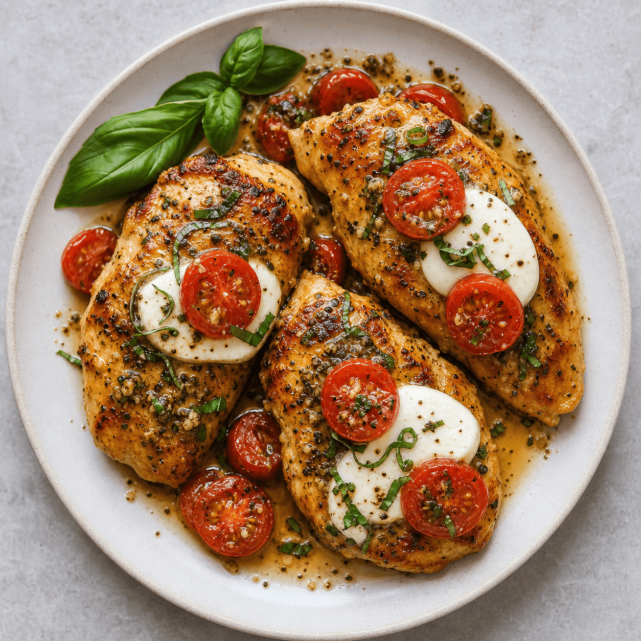 Garlic Butter Caprese Chicken Skillet