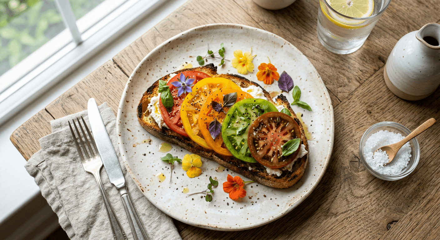 Garlic Rubbed Heirloom Tomato Tartine