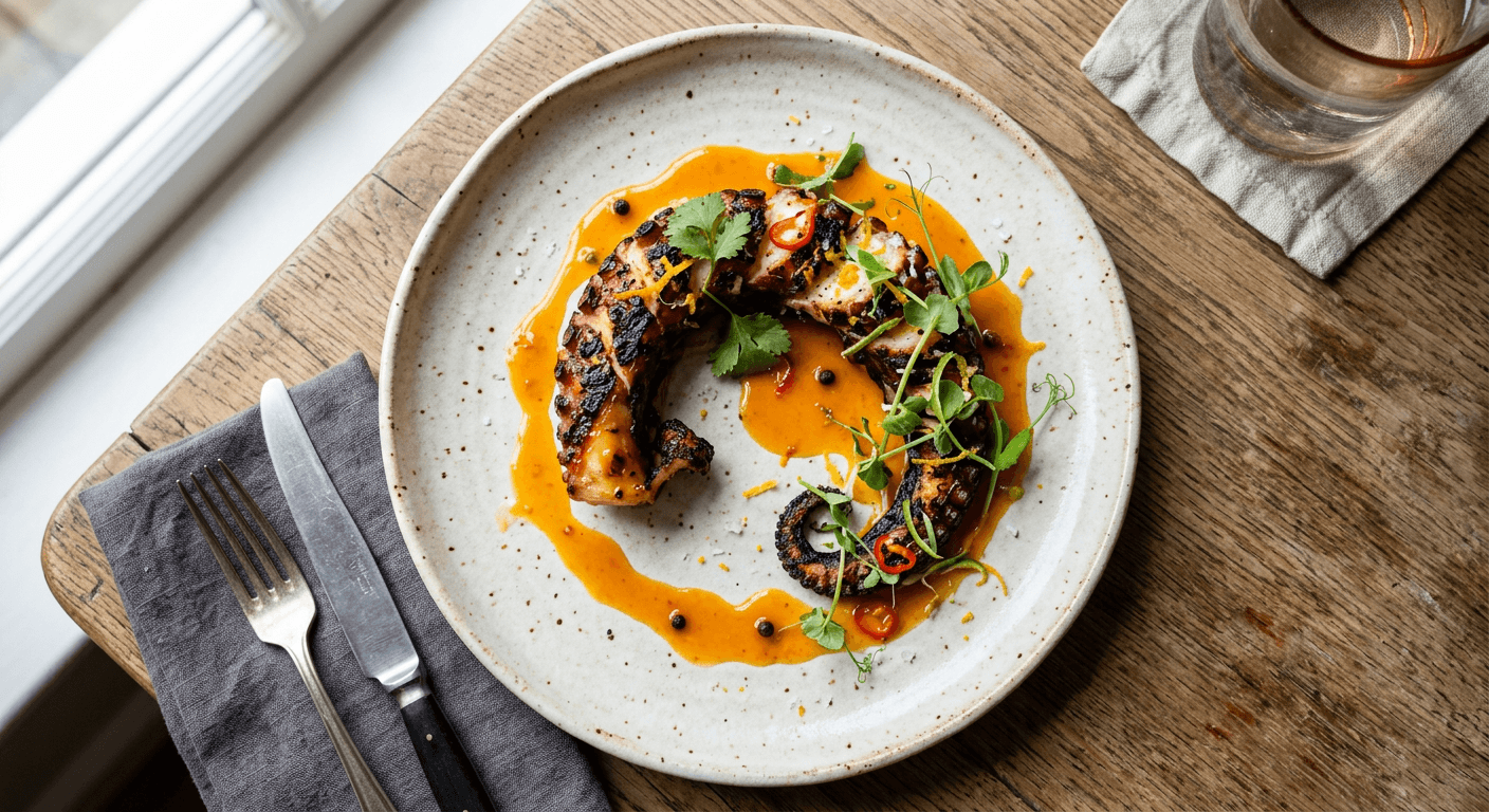 Grilled Octopus with Papaya-Citrus Gastrique