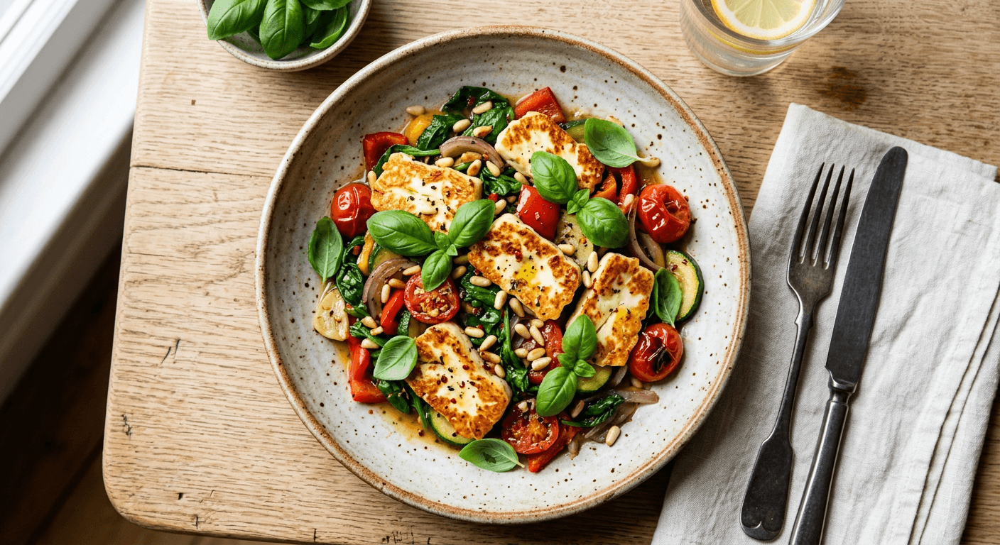Halloumi and Basil Stir Fry
