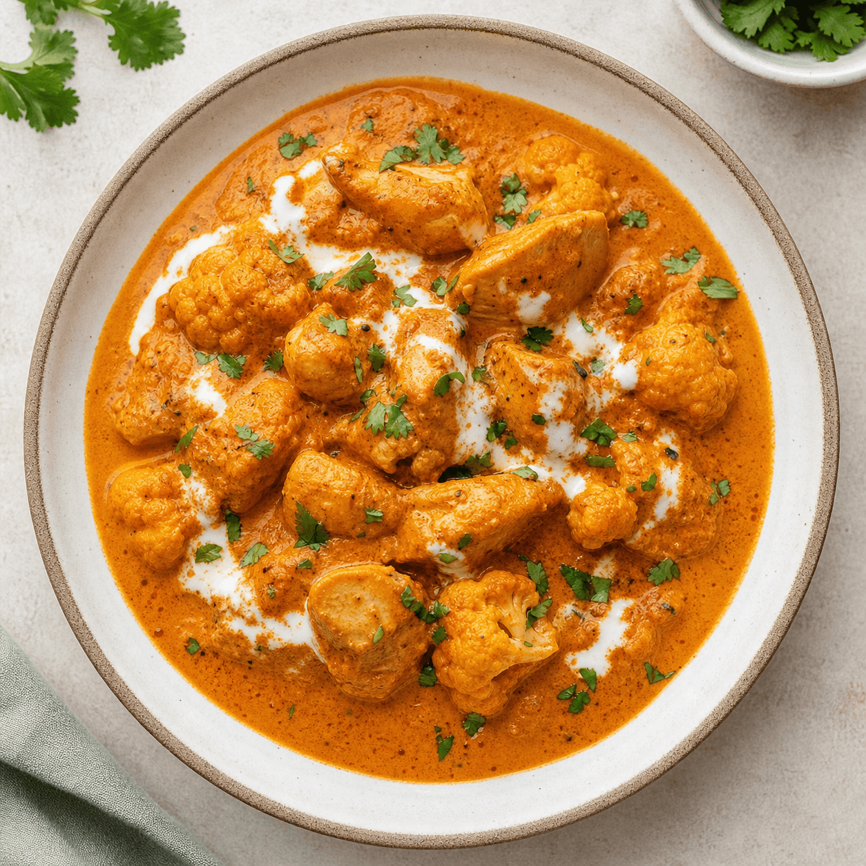 Indian Butter Chicken-Style Cauliflower & Chicken (Low-Carb)