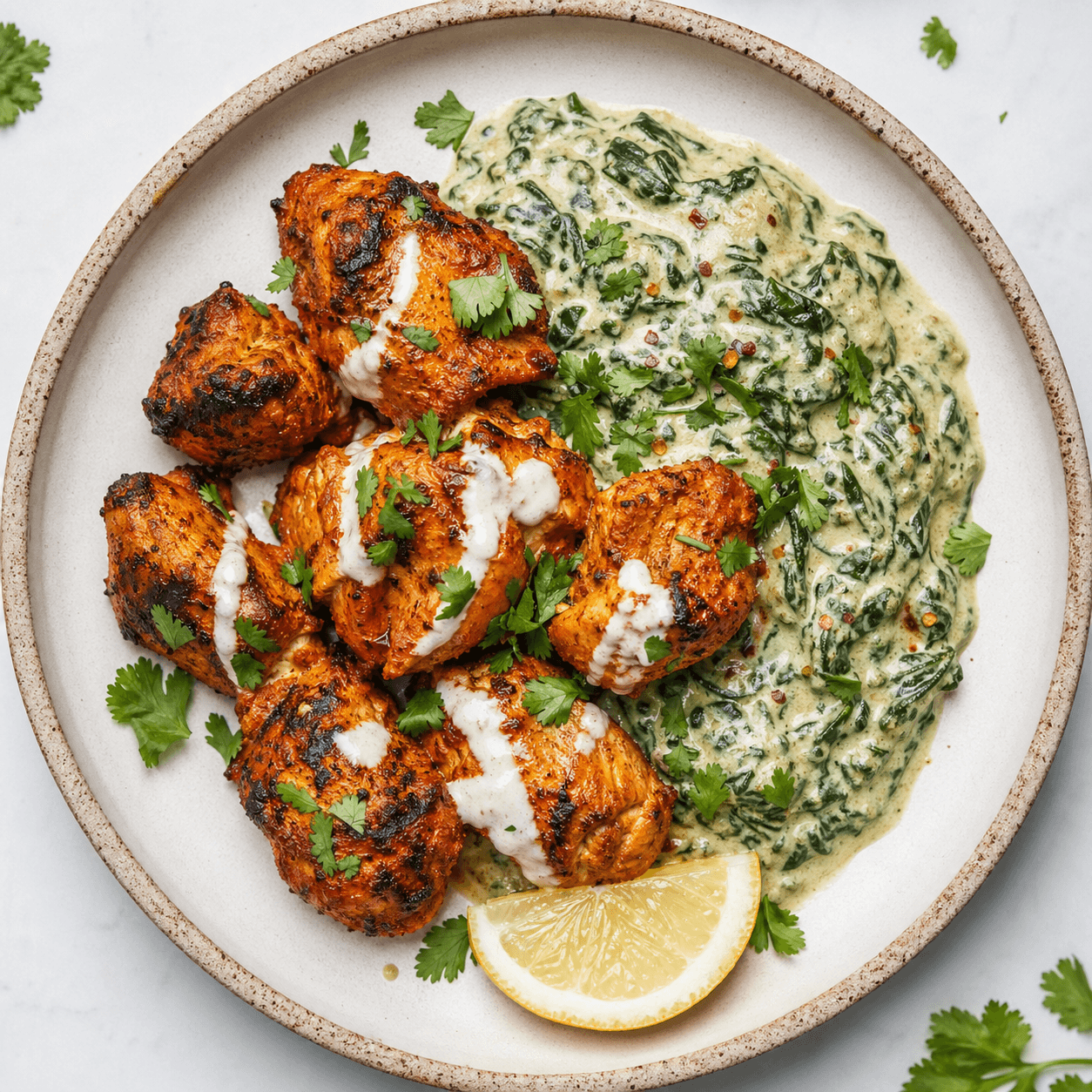 Indian Butter Chicken-Style Tikka (Low-Carb) with Spinach Cream