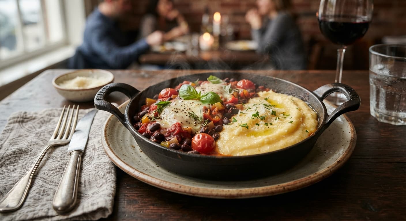 Italian Black Bean Skillet with Creamy Polenta