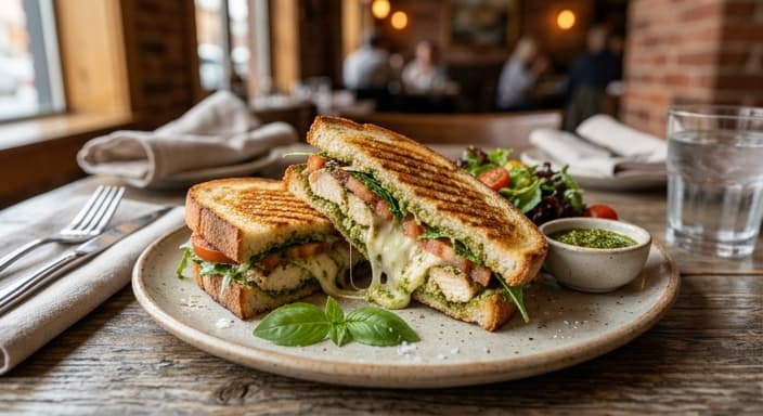 Italian Pesto Chicken Panini with Melty Mozzarella