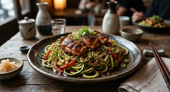 Japanese-Style Chicken Teriyaki Zucchini Noodles (Low-Carb)