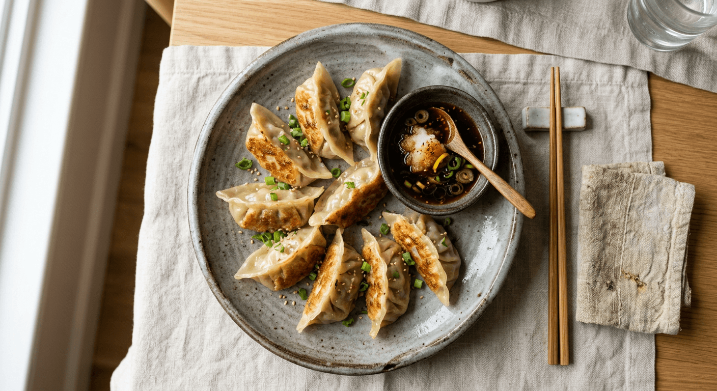 Japanese Vegetarian Gyoza With Ponzu Dipping Sauce