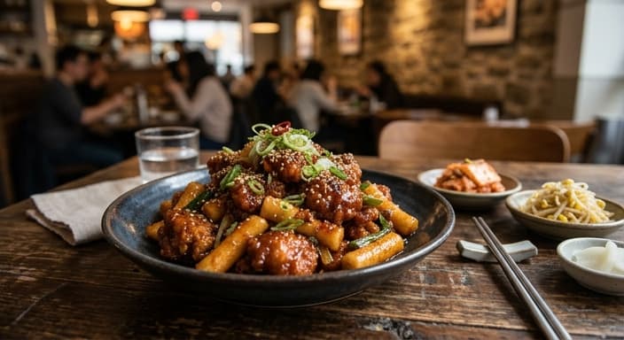 Korean Chicken Gangjung (Low-Carb) with Konjac Rice Cake