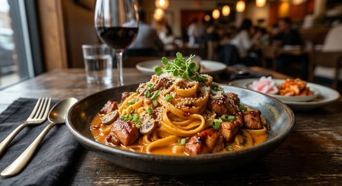 Korean Chicken Gochujang Alfredo Pasta