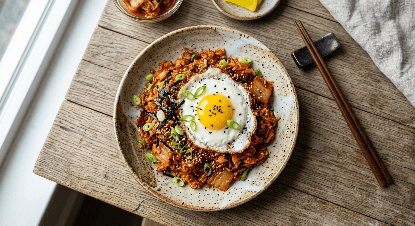 Korean Kimchi Fried Rice With Fried Egg