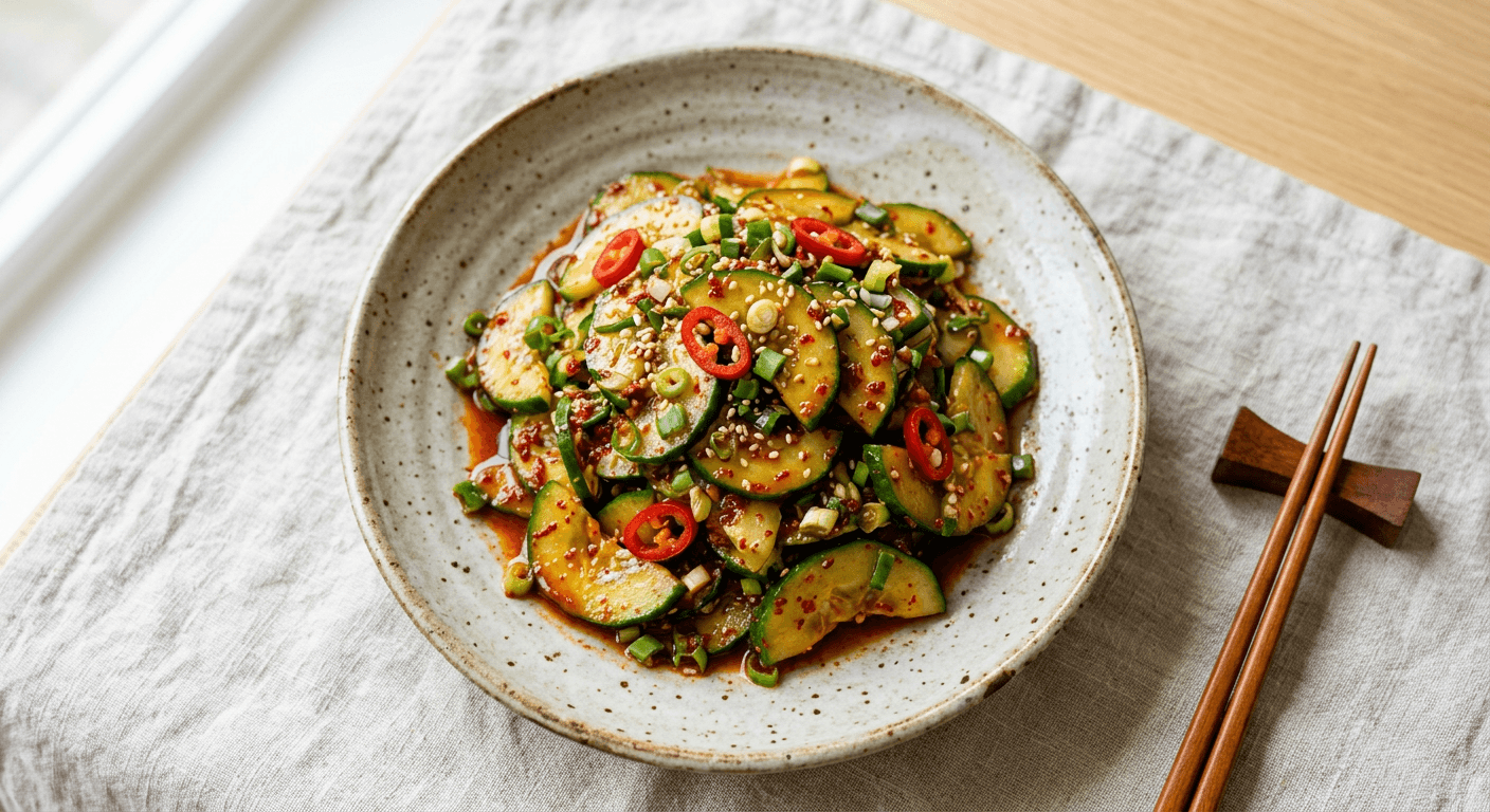Korean Seasoned Cucumber Side Dish Oi Muchim Refined Version