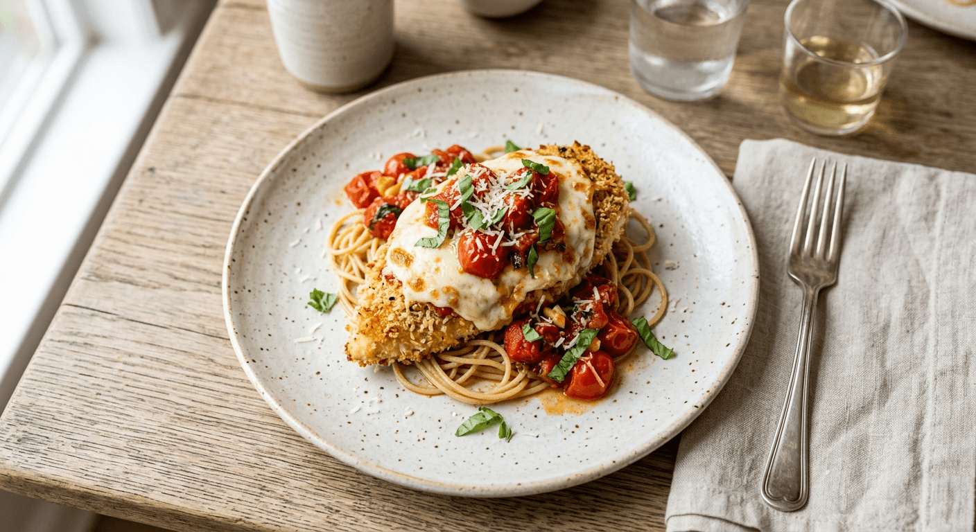 Lighter Chicken Parmesan With Panko And Fresh Tomatoes
