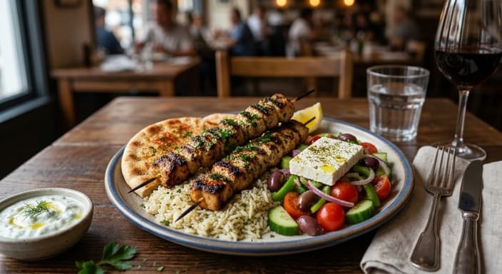 Mediterranean Chicken Souvlaki-Style with Greek Salad