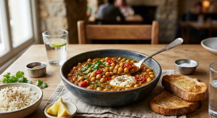 Mediterranean Chickpea & Tomato Stew (Indian-Spiced)