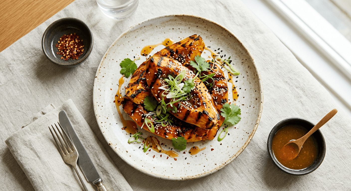 Miso-Glazed Grilled Papaya with Yuzu Reduction