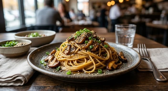 Mushroom Soy-Butter Pasta with Sesame