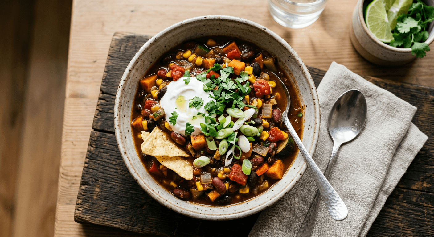 One Pot Weeknight Vegetarian Chili