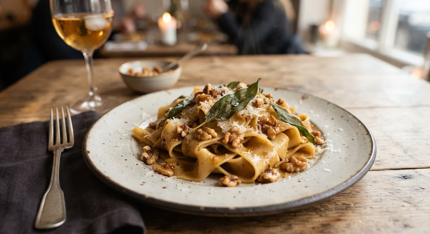 Pasta with Brown Butter, Sage, and Walnuts