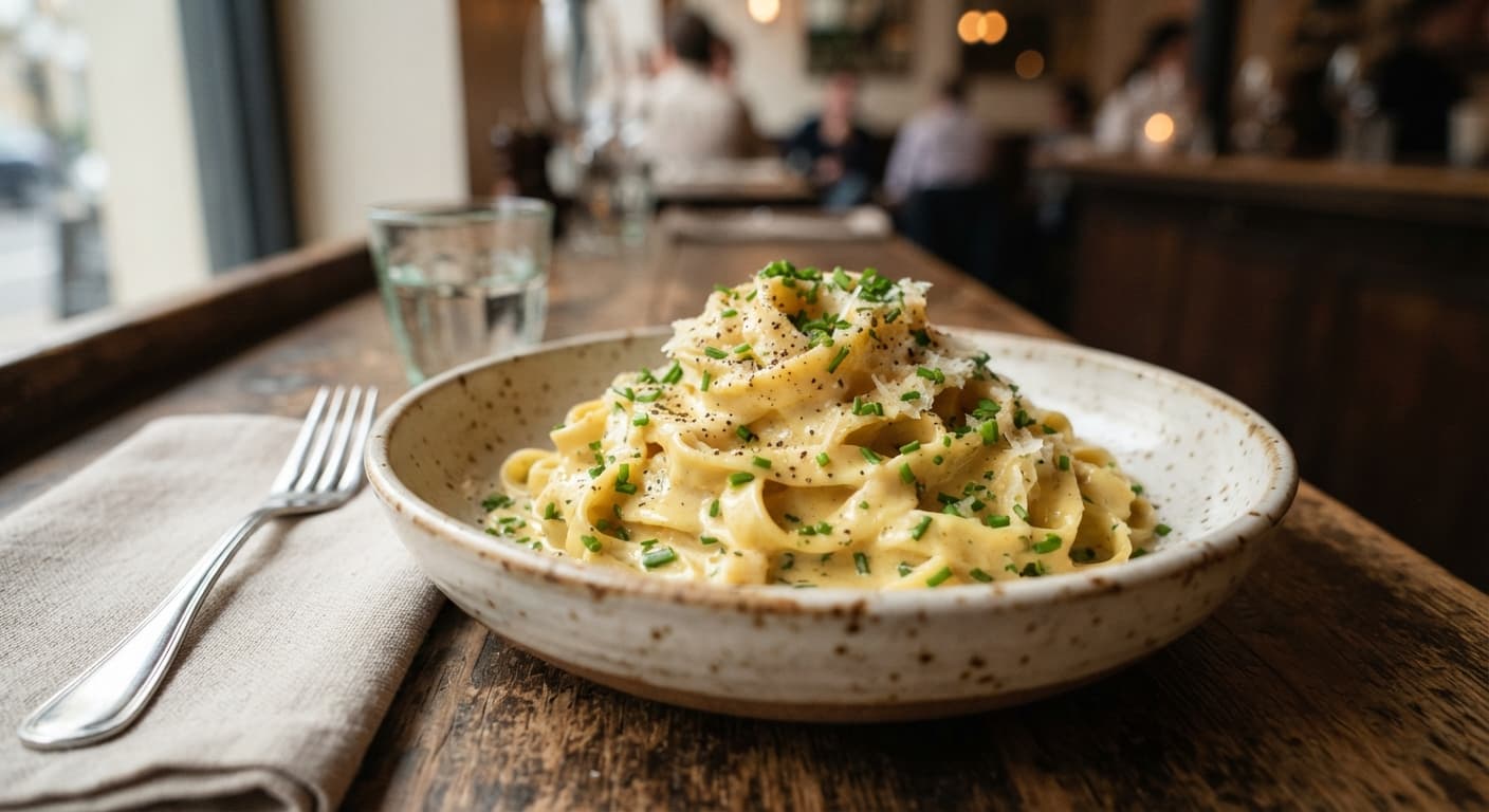 Pasta with Mustard Crème Fraîche and Chives