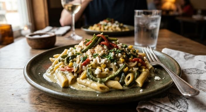 Poblano Rajas Pasta (Creamy Pepper Strips)
