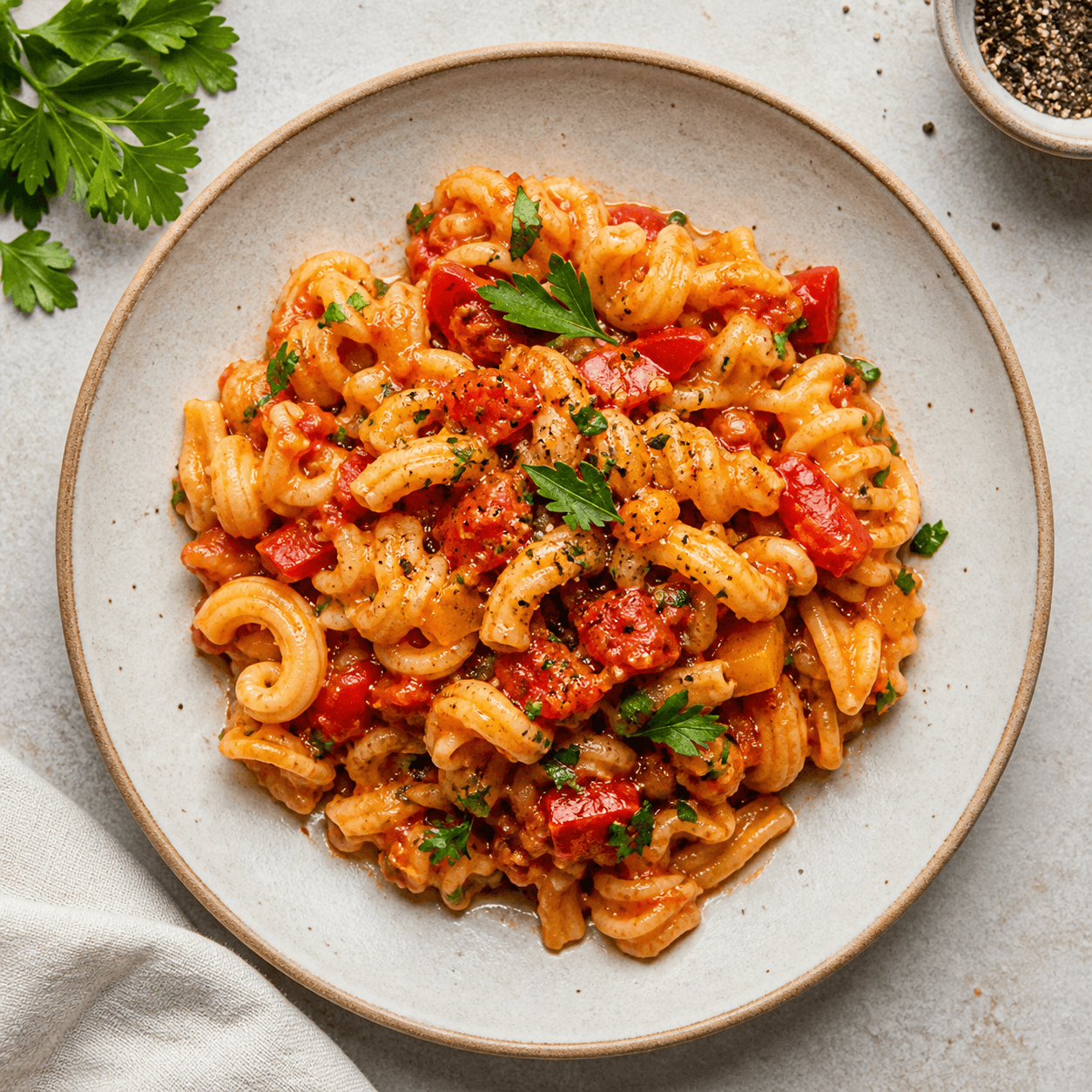 Reca Pasta with Tomato–Pepper Sauce