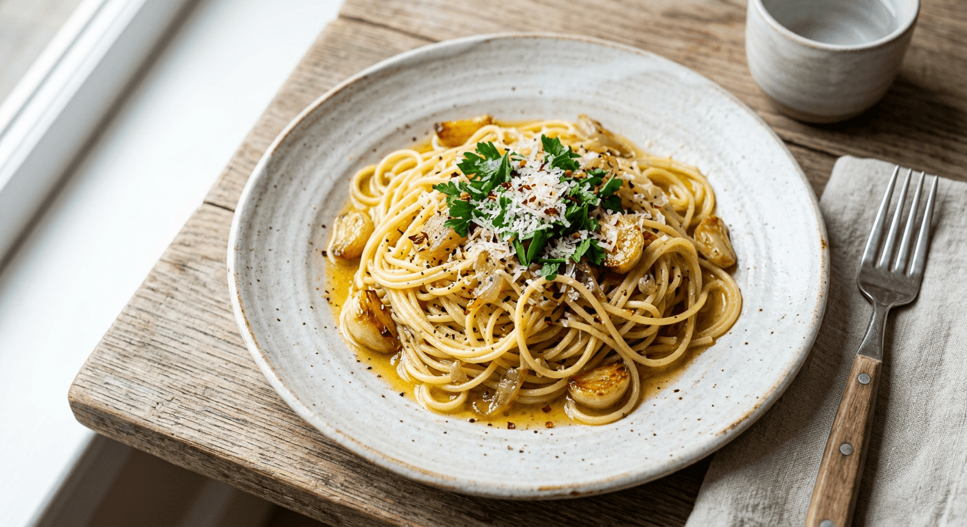 Roasted Garlic and Shallot Aglio e Olio
