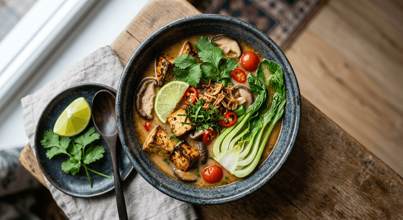 Smoked Tofu and Bok Choy Tom Kha