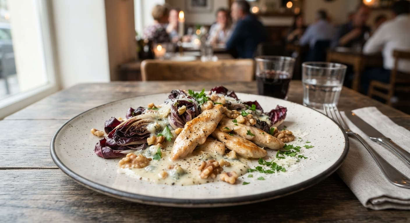 Straccetti di Pollo con Radicchio e Gorgonzola
