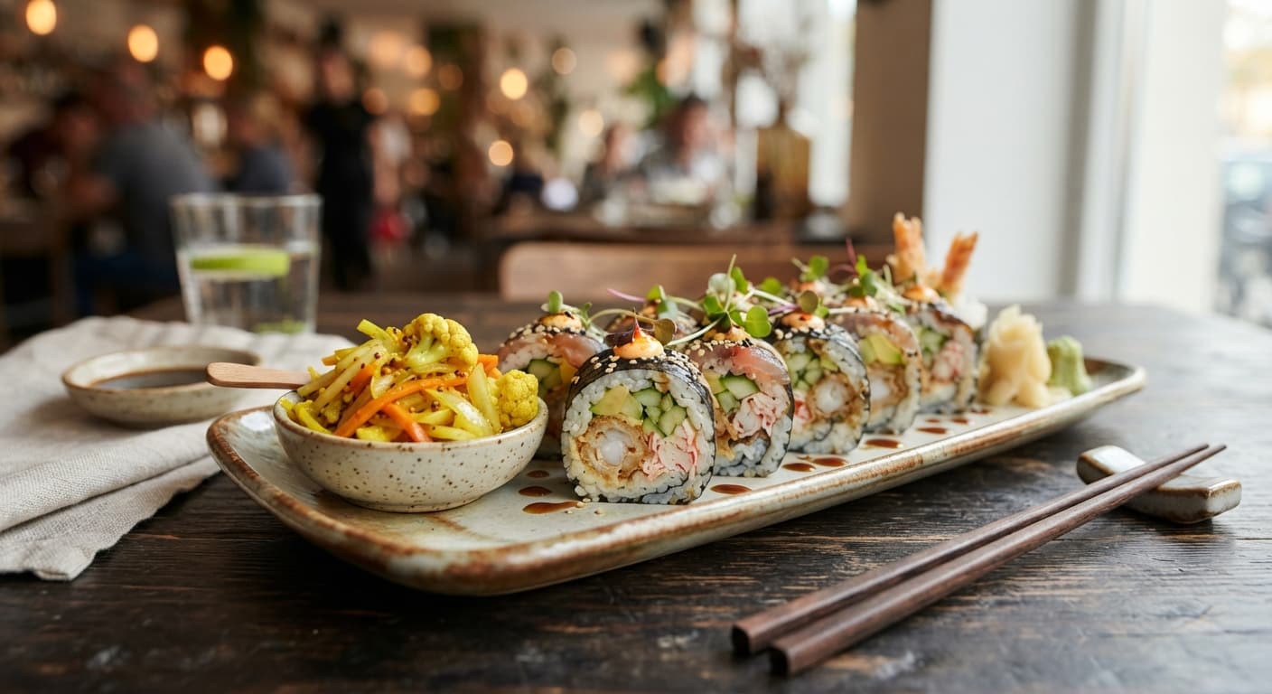Sushi Rolls with Curry-Spiced Pickled Vegetables