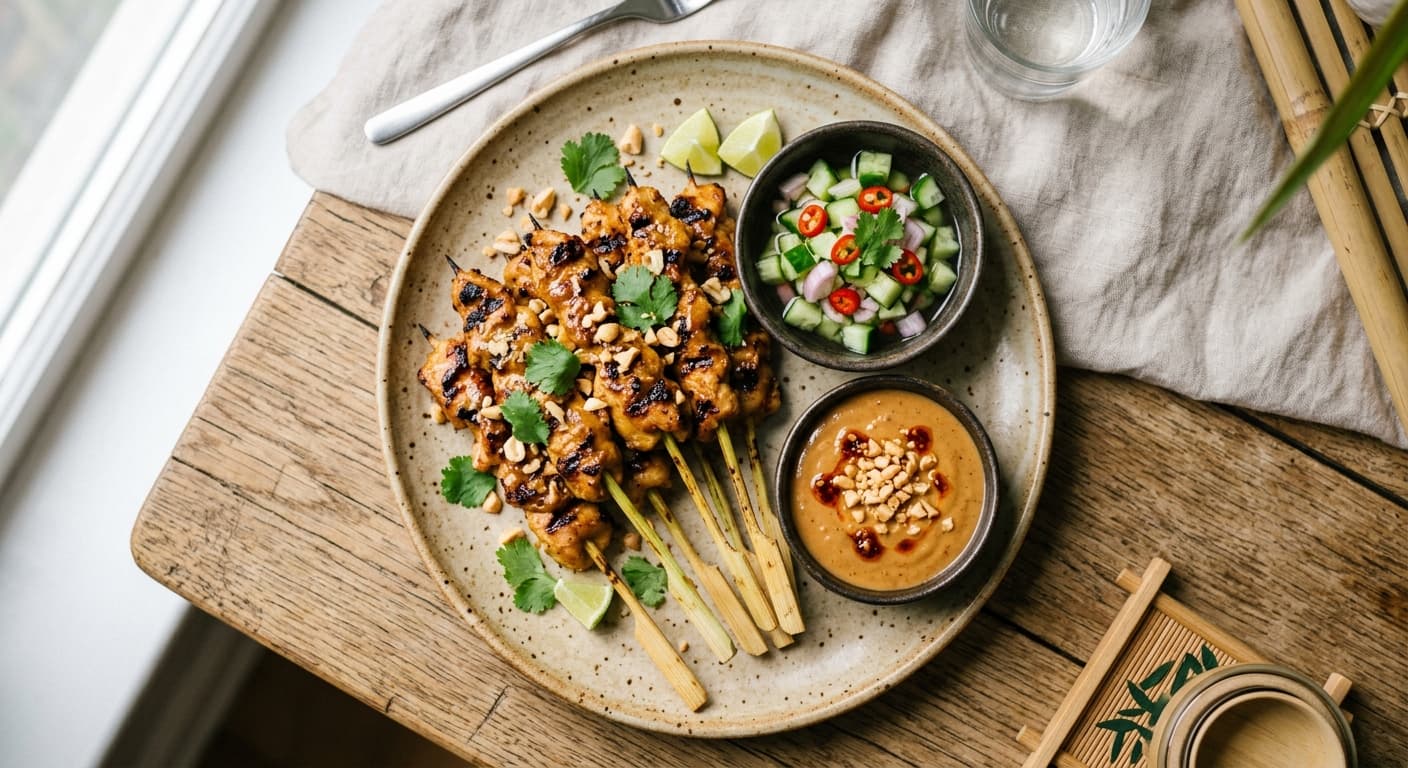 Thai Chicken Satay with Cucumber Relish