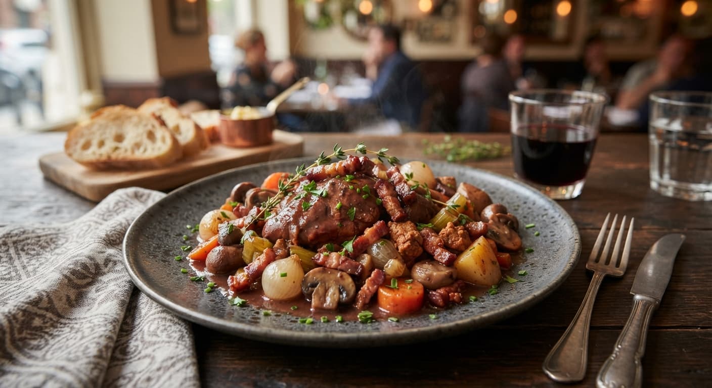 Vegetable‑Forward Coq au Vin (Using Plant‑Based Bacon)