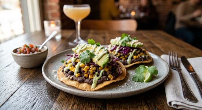 Vegetarian Black Bean & Corn Tostadas