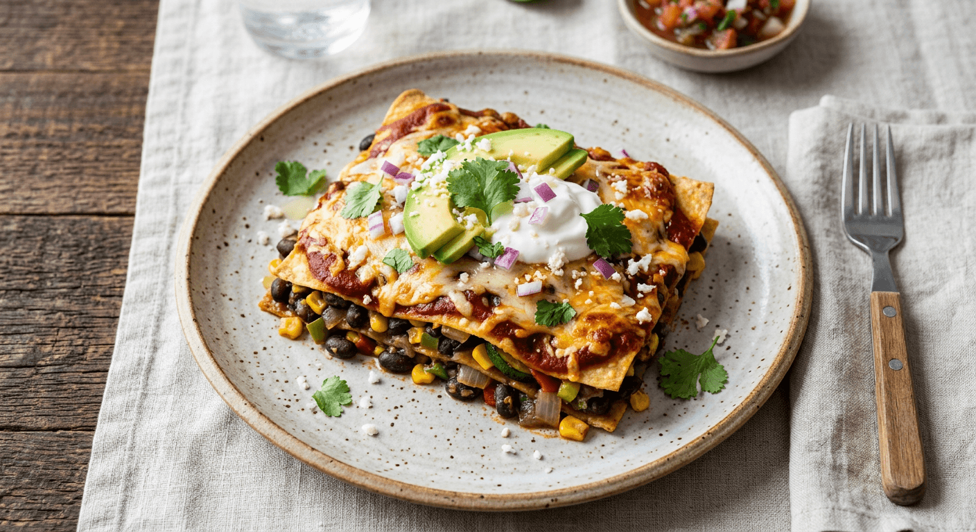 Vegetarian Black Bean Enchilada Casserole