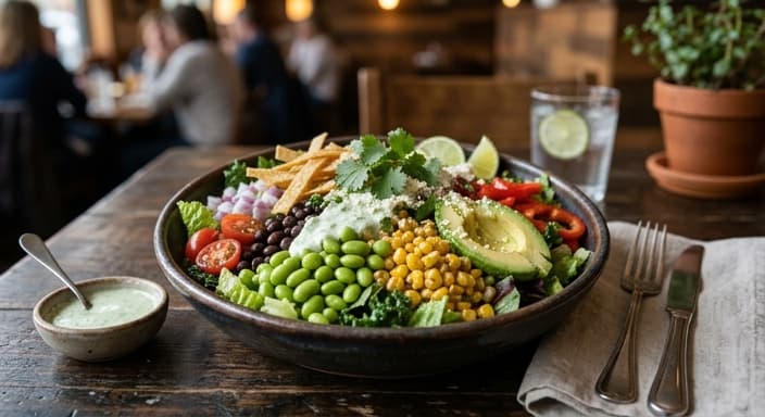 Vegetarian Edamame and Corn Taco Salad